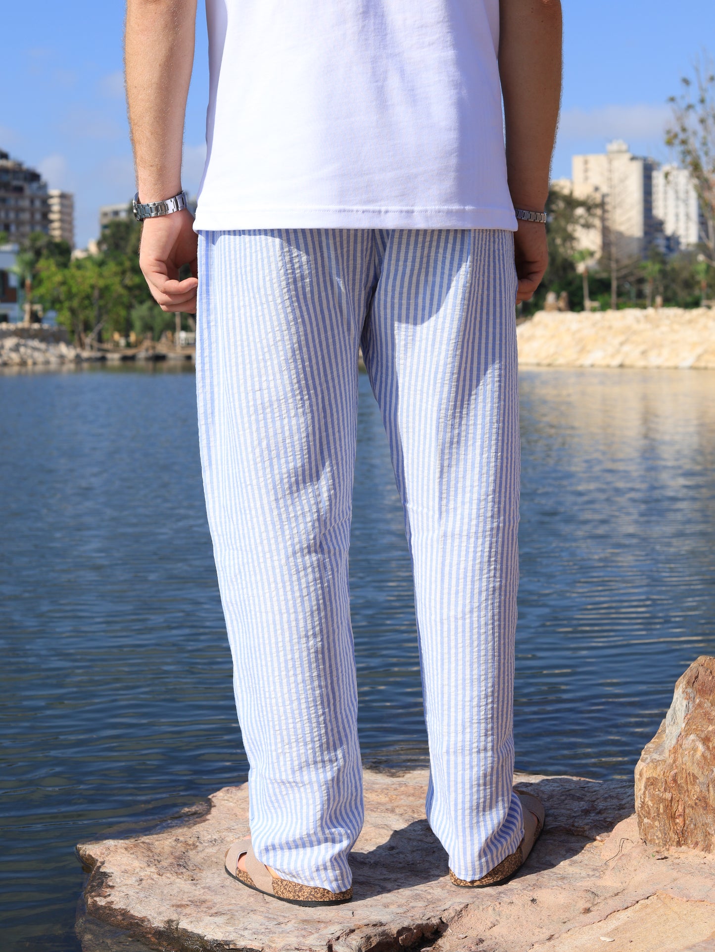 Striped linen pant